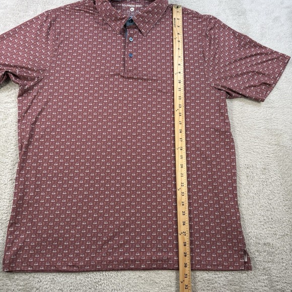 Southern Shirt Co Polo Mens Red Performance Stretch Golf Cart All Over AOP Shirt - Picture 6 of 8